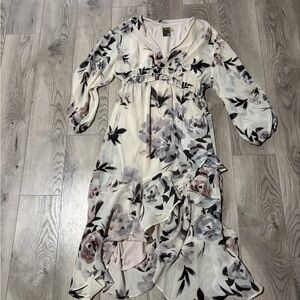 Taylor Cream and Black Floral Maxi Dress